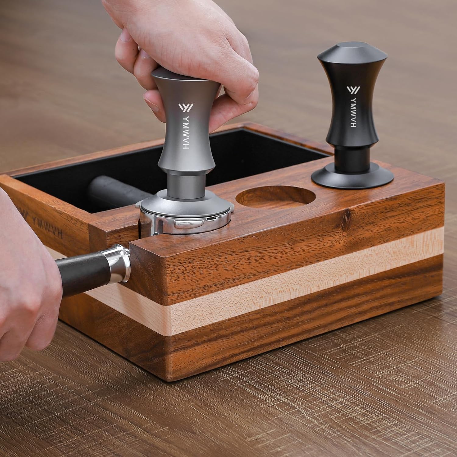 Espresso Tamper 58.3mm Barista Coffee Tamper with Dual Spring Loaded 100% Stainless Steel Ripple Base, Constant 30lb, Compatible with Espresso Machine Rancilio, Gaggia Portafilter, E61 Group(Silver)