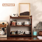 Coffee Mug Holder Wooden Cup Rack Mug Display Shelf Coffee Cup Holder for Countertop With 6 Mug Cups 3 Tier Wood Coffee Mugs Holder for Kitchen Coffee Cup Storage