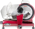 KWS MS-10XT Premium 320W Electric Meat Slicer 10-Inch in Red with Non-sticky Teflon Blade, Frozen Meat/Deli/Cheese/Food Slicer Low Noises Commercial and Home Use [ ETL, NSF Certified ]