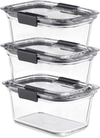 Rubbermaid Brilliance Glass Storage 4.7-Cup Food Containers with Lids Set of 3 Clear
