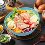 9.6'' Serving Bowls, Bamboo Fiber Salad Bowls Set of 4, 2.6Qt/84 Ounce, Large Bowls for Kitchen,Curvy Shape Big Deep Bowl for Salad,Vegetable,Fruit,Cereal, Lightweight & Easy to Clean(Multi Turquoise)