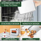 Baking Sheet with Cooling Rack Set(2 Baking Pans+2 Baking Racks), CEKEE Stainless Steel Non Stick Small Cookie Sheet Set, Size 10.39 x 8.07 x 1 Inch, Easy to Clean Small Baking Sheet with Rack Set