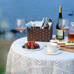 GRANNY SAYS Wicker Utensil Holder Organizer with Handle, Flatware Caddy for Kitchen, Silverware Holder Condiment Organizer, Holds Forks, Knives, Spoons, Napkins and Other Utensils