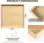 Axeman 22 Inch Large Square Wooden Ottoman Tray for Living Room|Extra Large Serving Tray with Handles for Coffee Table, Breakfast|Decorative Wood Tray for Ottoman Couch Sofa Kitchen|Natural