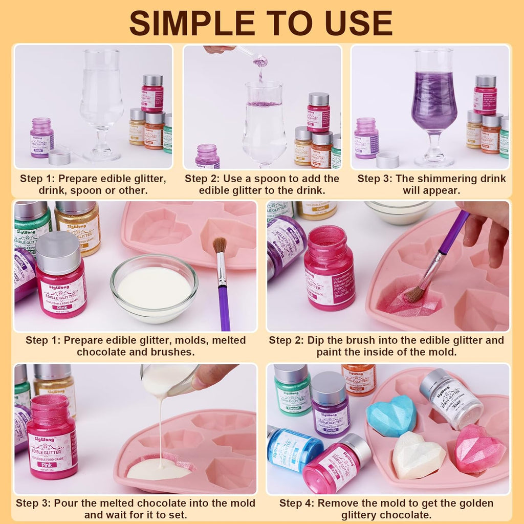 Black Edible Glitter - 15g Food Grade Luster Dust Powder, Cake Decorating Sprinkle Glimmery Dust for Drinks, Wine, Fondant, Chocolate, Candy, Cookie, Vegan