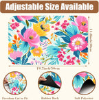 Watercolor Floral Dish Drying Mat for Kitchen Counter Coffee Bar Mat Hide Stain Absorbent Rubber Backed Coffee Maker Espresso Machine Accessories 11.8 x 19.7 Inch