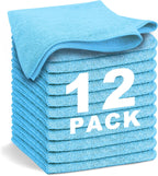 Blue Microfiber Cleaning Cloth 13"x13", Ultra Soft Absorbent Microfiber Cleaning Rags for Housekeeping Cleaning Supplies, Lint Free Reusable Cleaning Cloths for House Washable, Pack of 12