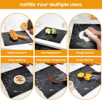 Marble Cutting Board For Kitchen, Pastry Board, Black Marble Slab Gift With Non-Slip Feets, 16x16 Inch, Pack Of 1 Piece