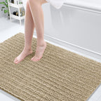 Arotive Luxury Chenille Bathroom Rug Mat, Extra Soft Thick Absorbent Shaggy Bath Rugs, Non-Slip Machine Wash Dry, Plush Bath Mats for Bathroom, Shower and Tub, 59x35, Beige