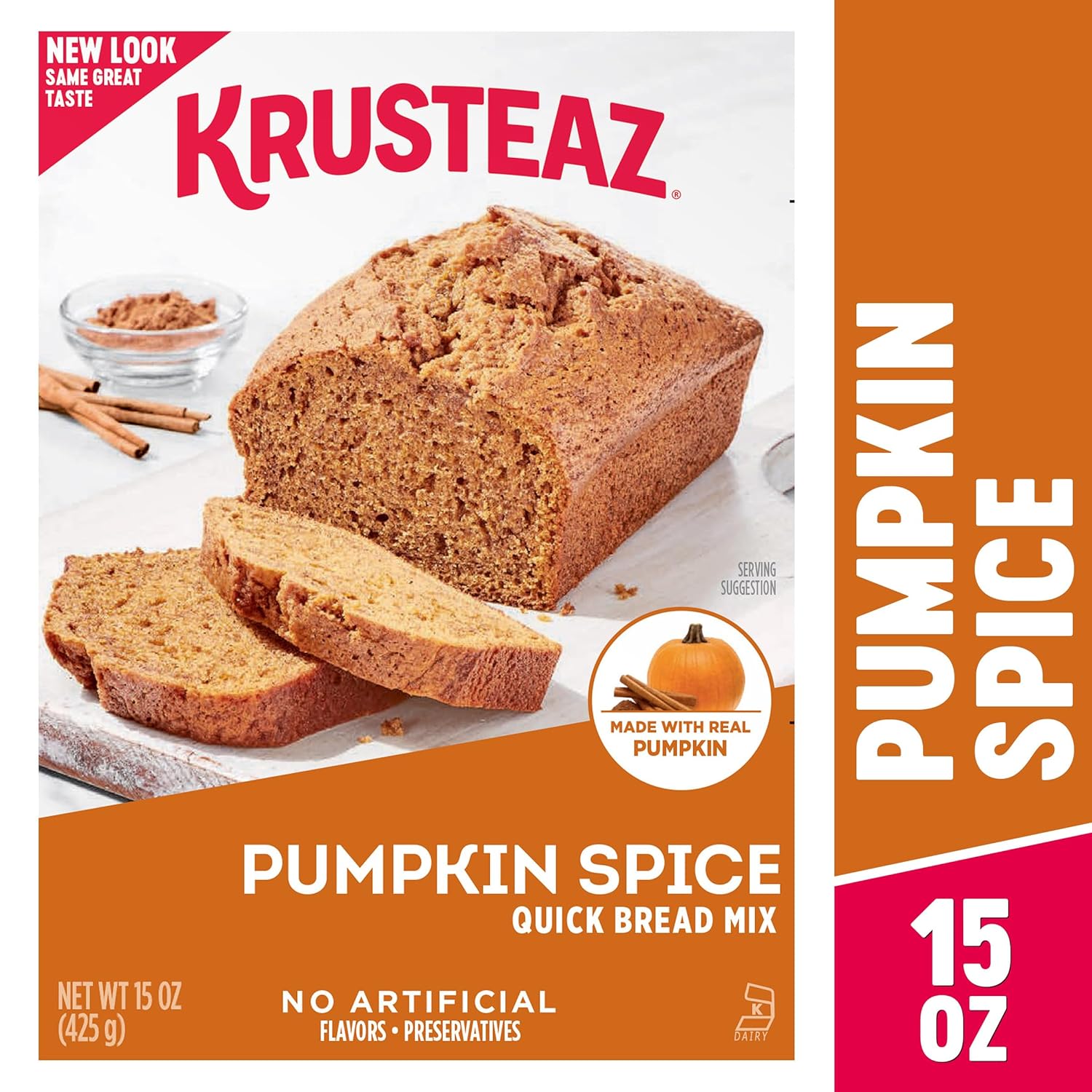 Krusteaz Baking Mix, Pumpkin Spice Quick Bread Mix, Made with Real Pumpkin & No Artificial Flavors, 15 Ounce Box (Pack of 4)