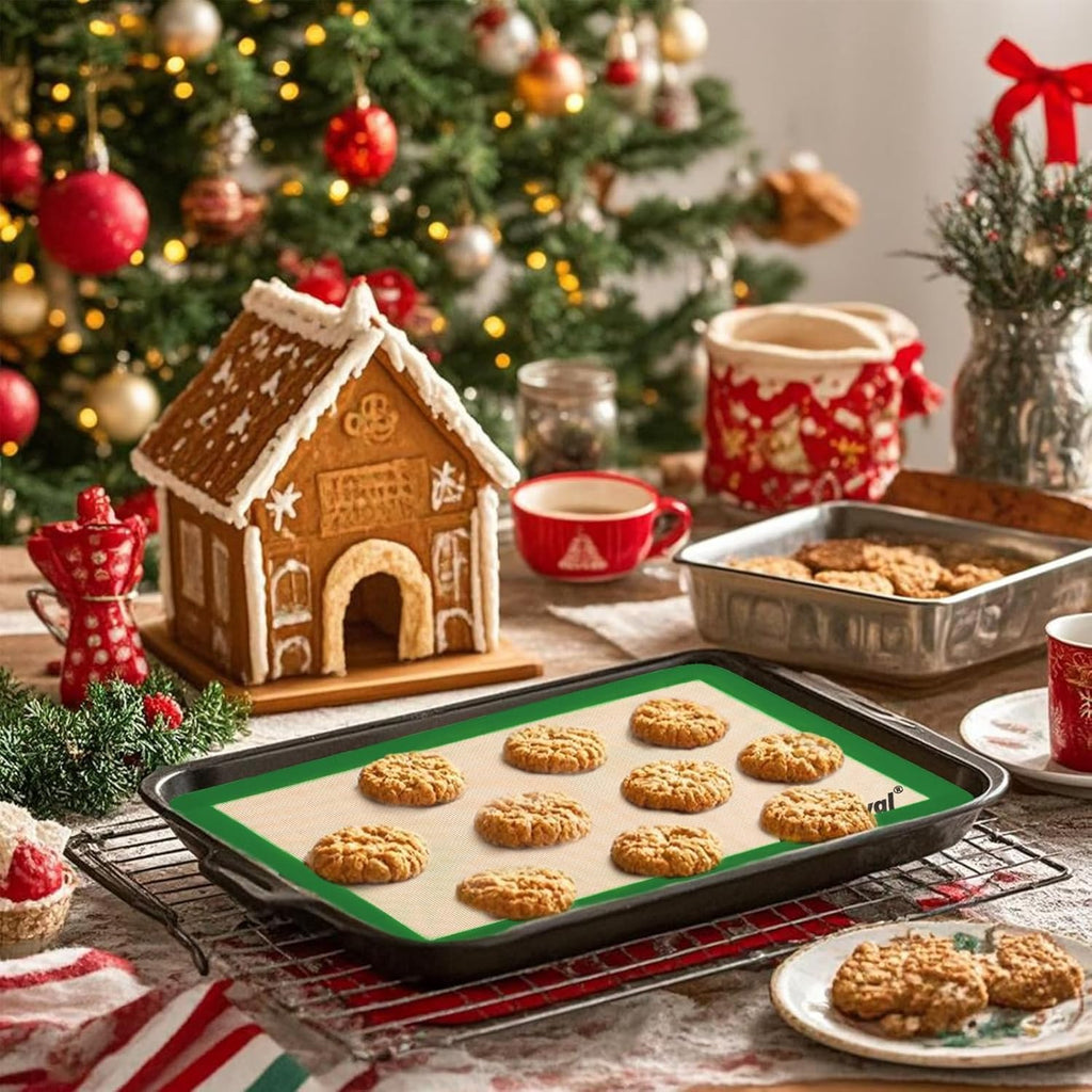 Silicone Baking Mat, Reusable Silicone Baking Sheets for Oven, 2Pcs Half Sheet(16.5"x11.6") Non-Stick Silicone Mats for Baking Cookies, Bread, Roasting Vegetables, Meat, Candy Making