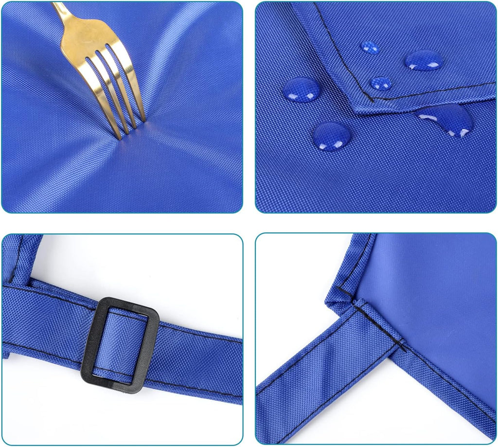 2 Pack Waterproof Rubber Vinyl Apron 40 Inch Light Duty Model Chemical Resistant Work Apron Clothes Durable Extra Long Black with Adjustable Bib Apron for Dishwashing Lab Work Butcher Cleaning Blue