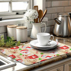 Christmas Gingerbread Man Dish Drying Mat Winter Snowflake Snowman Xmas Kitchen Drying Mat Dish Dryer Mat Absorbent Microfiber Dish Drying Mat Dish Draining Mat for Christmas Decorations 18x24 inch