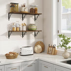 RICHFOCUS 12 Inch Deep Floating Shelves for Wall, 31.5" W x 12" D Wood Wall Shelves Set of 2, Wide Floating Shelves for Living Room, Bedroom, Kitchen, Bathroom and Storage, Rustic Brown