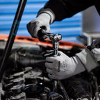 ANDANDA Smart Touch Work Gloves - 12 Pairs, 3D Comfort Stretch Fit, Nitrile Coated with Grip, Seamless Knit Nylon, Suitable for Warehousing, Logistics, Handling, Black (S)