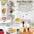 Milk Frother Handheld Rechargeable 3-Speed Electric Frother Wand Whisk Foam Maker Drink Mixer with Stand, 2 Whisks, Spice Shaker, Art Stencils, Art Pen for Coffee Latte, Cappuccino, White