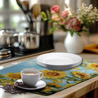 Summer Sunflower Dish Drying Mat for Kitchen Counter Watercolor Rustic Sunflowers Kitchen Dishes Dryer Pad Absorbent Matt Microfiber Washable Foldable Reusable Large 18x24 in