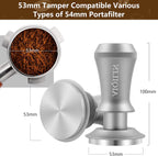 Espresso Tamper, Constant 30lb Coffee Tamper with double Calibrated Spring Loaded, Stainless Steel double spring loaded Coffee Tamper Fits for All Portafilters- Flat Base (53mm, SILVER)