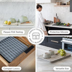 Dorai Home Large Dish Pad – 40% More Drying Space, Eco-Friendly Quick-Drying Stone Mat for Kitchen, 24.6" x 16.5", Sandstone