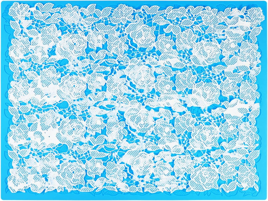 Embossing Lace Fondant Molds, Silicone Cake Fondant Mat, Rose Impression Lace Mold, Multi Circle Flowers Lace Mat Wedding Cake Decoration Tool