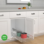 Sliding Cabinet Organizer Pull Out Shelves (11"W x 21"D), Heavy-Duty Slide Out Shelf, Steel Metal Cabinet Roll Out Shelves for Kitchen Bathroom, Chrome