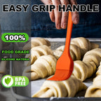 Anaeat Silicone Basting Pastry Brush- 2 Pack Heat Resistant Brushes with Soft Bristles, Hygienic Seamless Design, Marinade Brush Great in Baking for Spreading Oil Butter Sauce BBQ Grill (Orange)