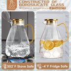 Yirilan Glass Pitcher, 3 Liter Water Carafe With Lid, Iced Tea Pitcher for Fridge