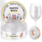 Nomeca Edible Glitter for Drinks Cakes, 8 grams Food Grade Luster Dust Sprinkles Glitter for Cake Decorations, DIY Cocktails, Beverages & Cake Decorating, Dessert Cake Topper (6-Sparkle White)