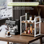 Aduanbang Coffee Bar Accessories Organizer, 2 Tier Wooden Kitchen Counter Shelf, Coffee Organizer Station for Countertop, Condiment Rack for Mugs, Cups, Cream, Syrup