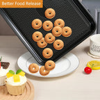 SS&CC Nonstick Baking Sheet Pan Set of 3, 0.8mm Carbon Steel Cookie Sheets for Oven - Half/Quarter/Jelly Roll Pans with Diamond Texture, PFOA-Free & Oven Safe (17.5x12, 15.5x10.2, 13.5x9.5 Inch)