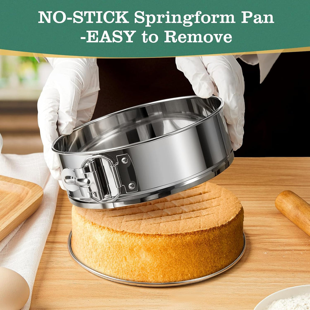 10 Inch Springform Cake Pan, Stainless Steel Springform Pans, Leakproof & Nonstick Cheesecake Pan with Removable Bottom, Round Spring Form Cake Pan For Baking