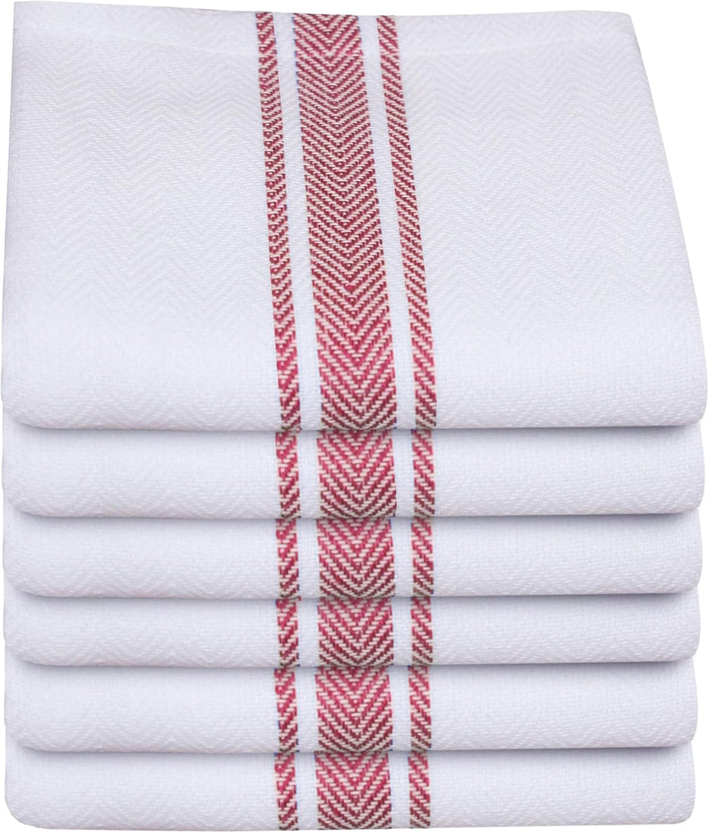 Kitchen Towels | Tea Towel for Craft| Cotton Dish Towels| Reusable Bulk Cleaning Cloths Red Hand Towels| Soft Super Absorbent Quick Dry Dish Rags Machine Washable 6 Pack 15" x 25"