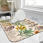 Dish Drying Mat Vibrant Bouquet of Spring Flowers Kitchen Mat 12"x19" Bsorbent Coffee Maker Mat for Dishes,Utensils Coffee Maker Pots and Pans Easy Clean Dish Slip Resistant Pad