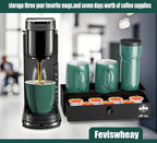 Coffee Syrup Rack Organizer,Syrup Bottle Holder Stand with K Cup Pod Drawer Storage.3 Bottles Storage Shelves for Syrup,Wine,Compact Design for Coffee Bar and Small Spaces