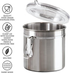 Oggi 36-Ounce Stainless Steel Canister with Clear Acrylic Lid and Locking Clamp