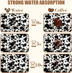 Dish Drying Mat Cow Print Coffee Bar Mat for Countertop Absorbent Hide Stain Rubber Backed Dish Drainer Rack Pad Espresso Machine Dining Room Decoration 11.8 x 19.7 Inch