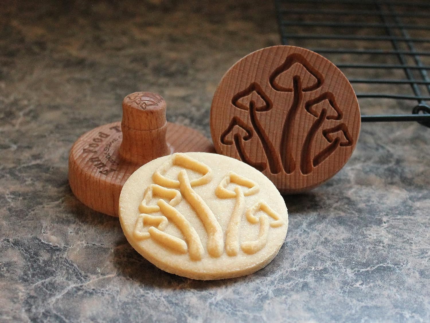 Wood Cookie Stamp, 2.5 Inch (Mushrooms CS-066)