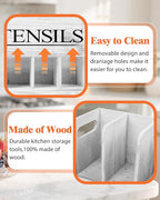 Kitchen Utensil Holder for Kitchen Counter Large Wooden Organizer for Cooking Utensils Utensil Holder Counter Rustic Décor