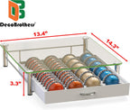 DecoBrothers Crystal Tempered Glass Vertuo Pod Holder Drawer, 24 Large or 48 Small Nespresso Capsule Organizer, White