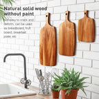 Kathfly 3 Pcs Acacia Wood Cutting Board with Handle Wooden Laser Kitchen Serving Charcuterie Board for Vegetables Meat Pizza Cheese Fruit Bread(17x7, 14x7, 10x7 Inch)