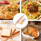 Classic Wooden Rolling Pin with Handle and Pastry Mat for Fondant, Pizza, Pies, Cookies, Rolling Pin for Baking with 3 Multi-Color Thickness Rings, 17" x 2.5" Natural Beechwood