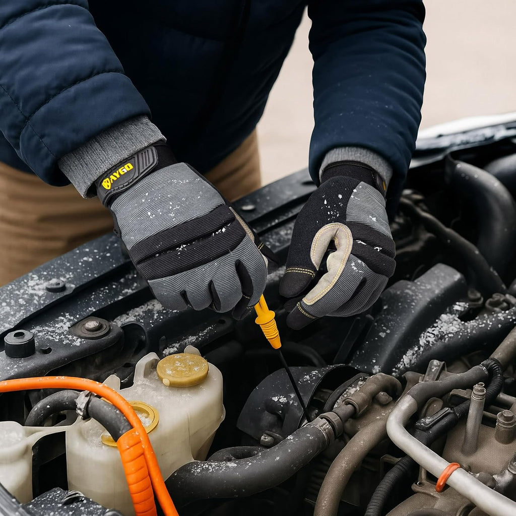 KAYGO Insulated Mechanic Work Gloves,3 Pairs KG127W Winter Thermal Safety Work Gloves for Men and Women, Double Lining,Heavy duty,Improved dexterity,Excellent Grip,Ideal for outdoor jobs,M