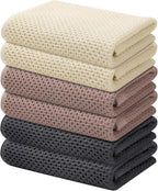 Kitinjoy 100% Cotton Waffle Weave Kitchen Towels, 6-Pack Super Soft and Absorbent Dish Towels for Drying Dishes, Kitchen Hand Towels, 13 in x 28 in, Mixed Color