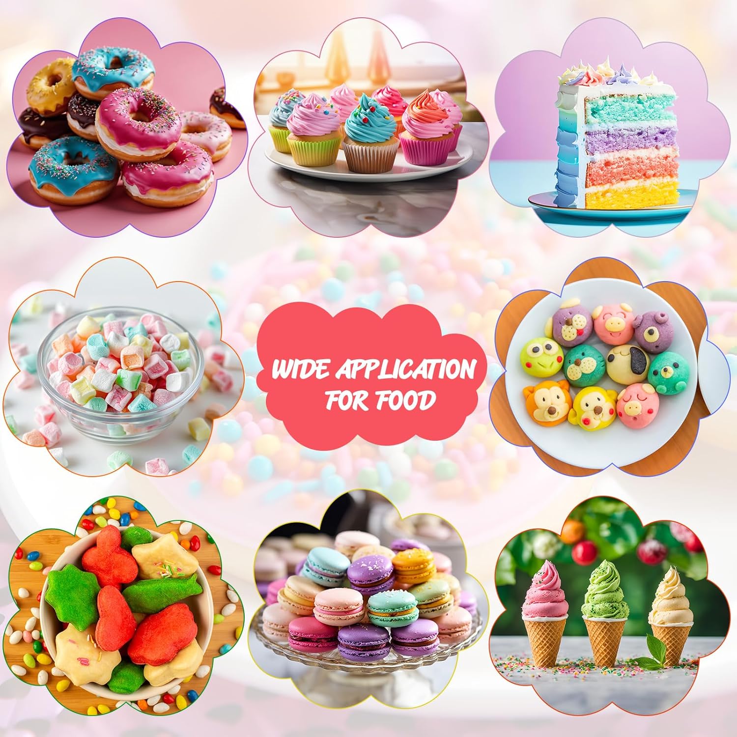 Food Coloring Set for Cake Decorating Rainbow Edible Food Dye for Baking Royal Icing Cookie Supplies Gluten Free 14x12ml Food Grade Liquid Food Color Kit, 0.4 Fl. Oz/Bottles