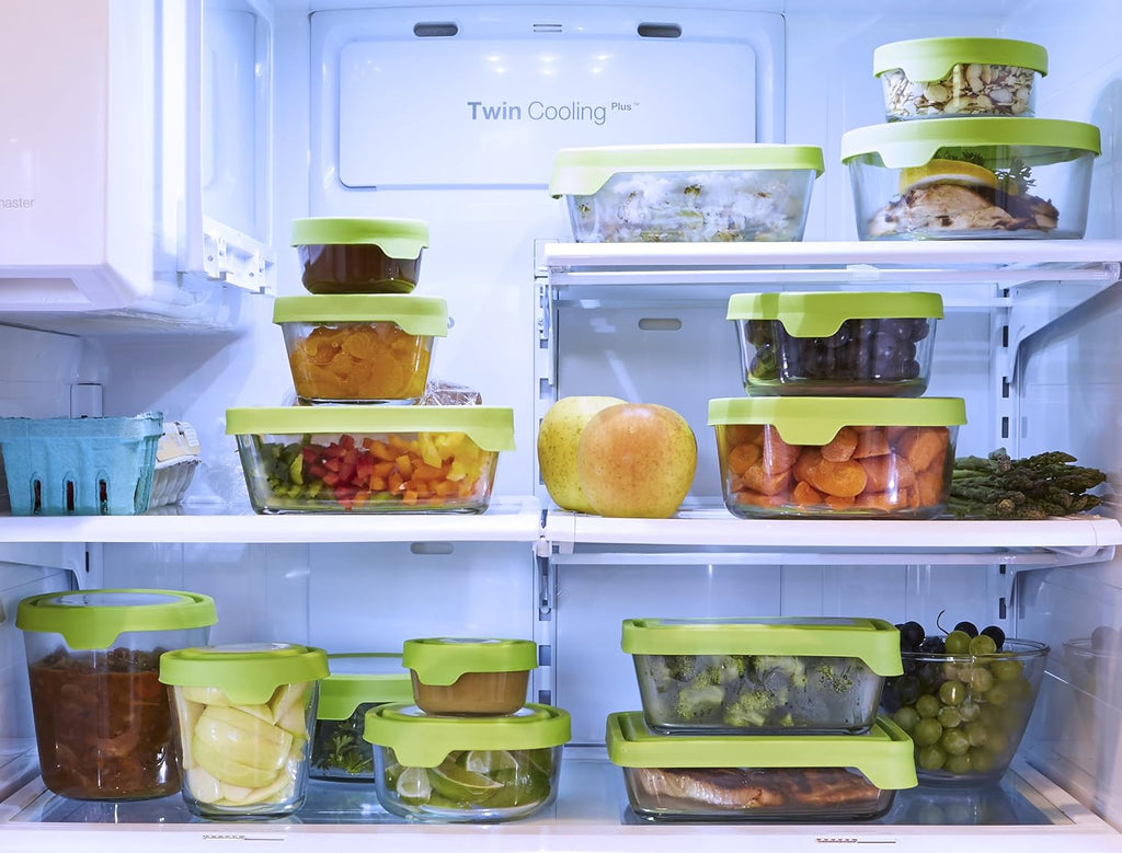 Anchor Hocking TrueSeal Glass Food Storage Containers with Lids, Green, 10-Piece Set