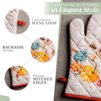 Maison d' Hermine Oven Gloves 100% Cotton Oven Mitt 7" x 13" with Loop Heat Resistant, BBQ, Cooking Gloves, Baking, Grilling, Kitchen, Handling Hot Pans (Pack of 1, Potiron)