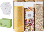 Glass Jars with Bamboo Lids 3 Pack, 74 Oz Airtight Square Storage Container, High Borosilicate Glass Kitchen Canisters for Soild food, Nuts/Cookies/Sugar/Pasta