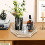 Wooden Decorative Tray, Small Serving Tray with Wood Bead, Farmhouse Big Tray for Ottoman, Countertop, Coffee Tabl, 13" x 13"x 1.6" (White Washed)