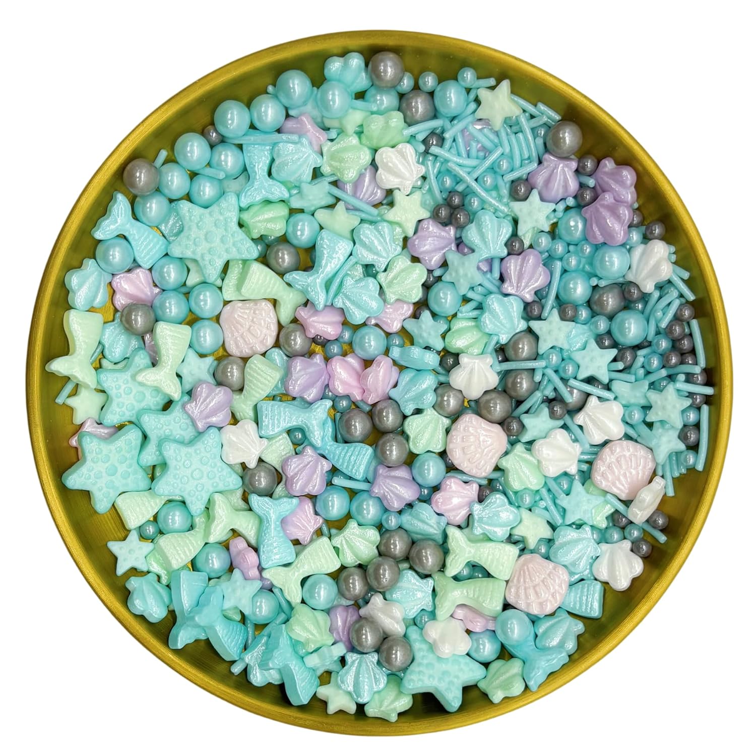 Dynastang Ocean Theme Sprinkles Starfish & Shell Mixed Style Edible Cake Decorations Cupcake Toppers Cookie Perfect for Cakes, Cupcakes, Desserts Toppings 3OZ