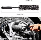 Car Wheel Rim Brush Kit, Woolies Wheel Brush, Car Cleaning Brush Fiber Rod, Steel Ring Fiber Cleaning Brush, Long Non-Slip Handle Clean Brush, Great to Clean Car Wheel Rim